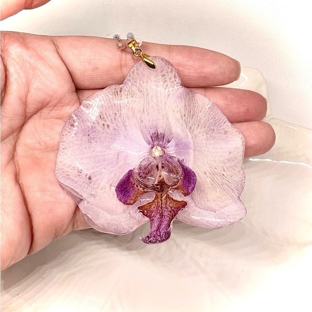 Elegant Orchid Pendant and Earring Set